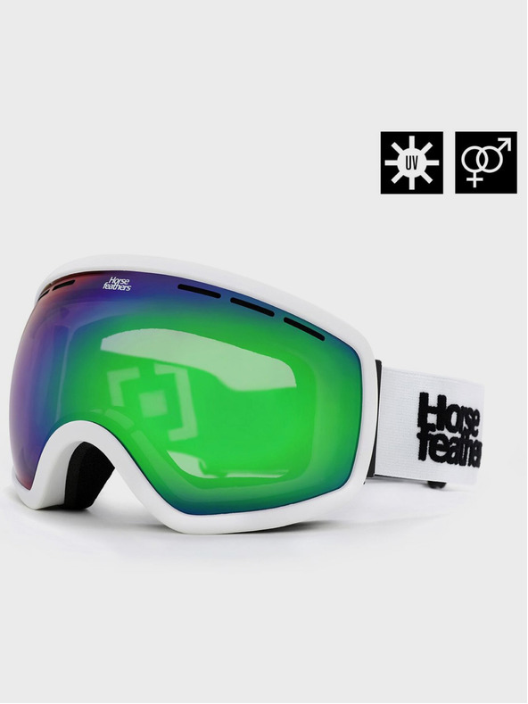 Horsefeathers Snowboardové okuliare Knox - biele/zrkadlovo zelené HORSEFEATHERS