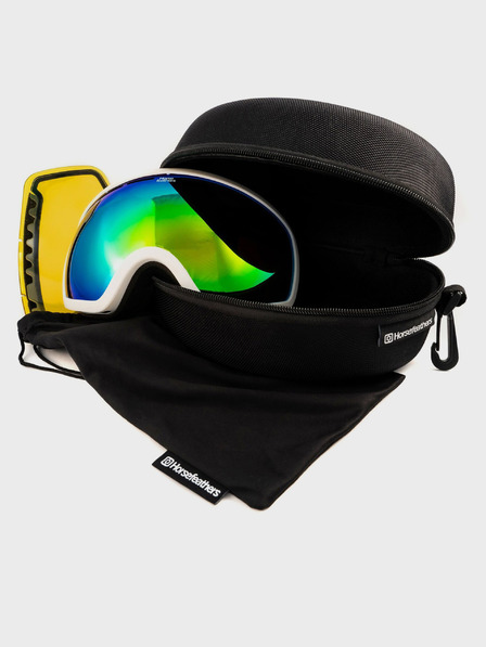 Horsefeathers Snowboardové okuliare Knox - biele/zrkadlovo zelené HORSEFEATHERS