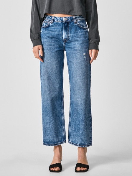 Pepe Jeans Modré dámske orezané džínsy širokého strihu Pepe Jeans Ani