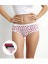 DIM DIM LES POCKETS COTTON BOXER 3x - Dámske bavlnené nohavičky 3 ks - čierna - biela - červená