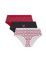 DIM DIM LES POCKETS COTTON BOXER 3x - Dámske bavlnené nohavičky 3 ks - čierna - biela - červená