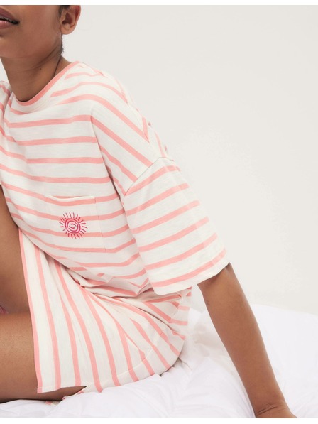 Marks & Spencer Pruhovaná nočná košeľa z čistej bavlny Marks & Spencer oranžová