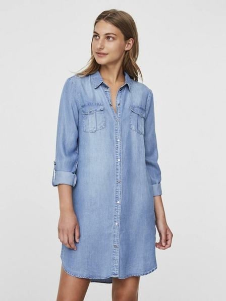 Vero Moda Svetlomodré džínsové košeľové šaty VERO MODA Silla