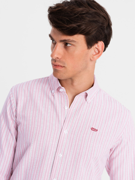 Ombre Clothing Pánska bavlnená košeľa REGULAR FIT s jemnými prúžkami Ombre Clothing