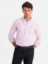 Ombre Clothing Pánska bavlnená košeľa REGULAR FIT s jemnými prúžkami Ombre Clothing