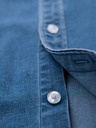Ombre Clothing Pánska džínsová košeľa s lyocellom a výšivkou na hrudi - modrá Ombre Clothing