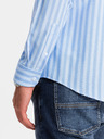 Ombre Clothing Pánska biela pruhovaná košeľa REGULAR FIT s vreckom Ombre Clothing