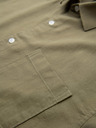 Ombre Clothing Pánska košeľa s krátkym rukávom a kubánskym golierom khaki Oblečenie Ombre