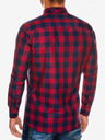 Ombre Clothing Pánska kockovaná košeľa s dlhým rukávom K282 - červená/námorná modrá