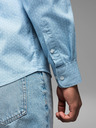Ombre Clothing Pánske vzorované jemné džínsové tričko s vreckom - svetlomodré Ombre Clothing