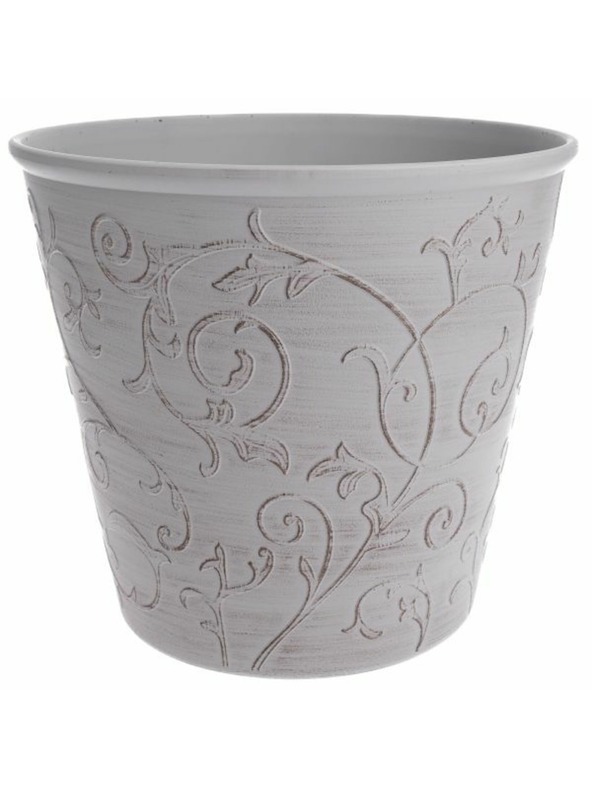 Casa de Engel Obal na kvetináč - ekologický plast, biely kvetinový, 0/24
