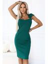 numoco 318-7 Elegantné midi šaty s pekným výstrihom - zelené