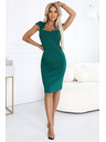 numoco 318-7 Elegantné midi šaty s pekným výstrihom - zelené