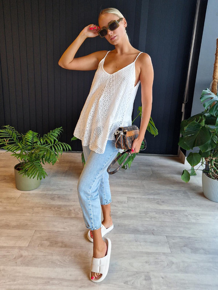 Edoti Dámsky čipkovaný top v boho štýle SLR092 - biely OTHER