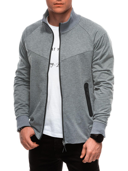 Edoti Pánska mikina na zips B1709 - sivá OTHER