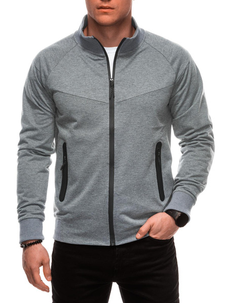 Edoti Pánska mikina na zips B1709 - sivá OTHER