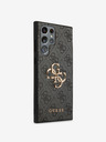 Guess PU 4G Metal Logo Zadní Kryt pro Samsung Galaxy S24 Ultra Grey Obal na telefón