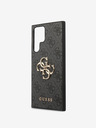 Guess PU 4G Metal Logo Zadní Kryt pro Samsung Galaxy S24 Ultra Grey Obal na telefón