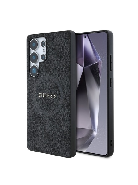 Guess PU Leather 4G Colored Ring MagSafe Zadní Kryt pro Samsung Galaxy S25 Ultra Black Obal na telefón
