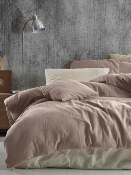 Kvalitex Predĺžené mušelínové posteľné obliečky 140x220, 70x90 cm béžové Kvalitex