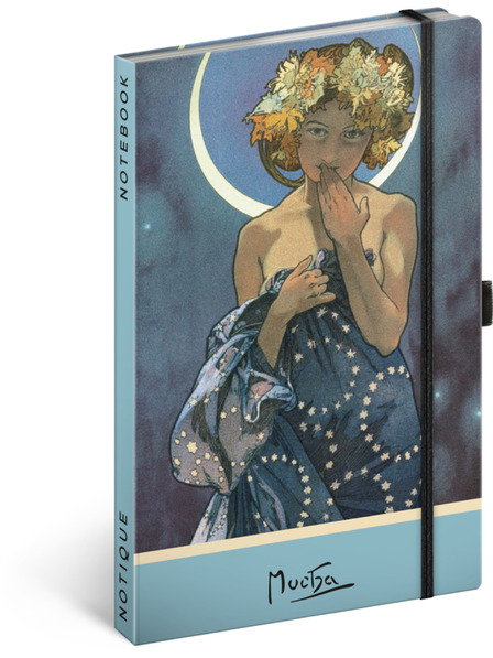 BAAGL  NOTIQUE Notes Alfons Mucha – Luna, bodkovaný, 13 x 21 cm