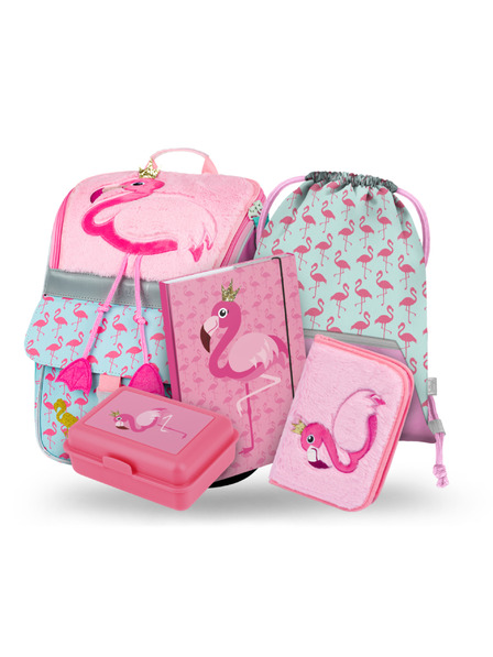 BAAGL  BAAGL 5 SET Zippy Plameniak: aktovka, peračník, vrecko, dosky, box