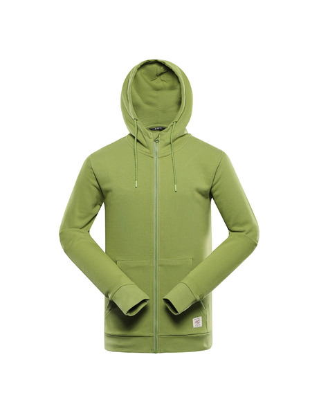 ALPINE PRO Pánska bavlnená mikina s kapucou ALPINE PRO LOKK turtle green