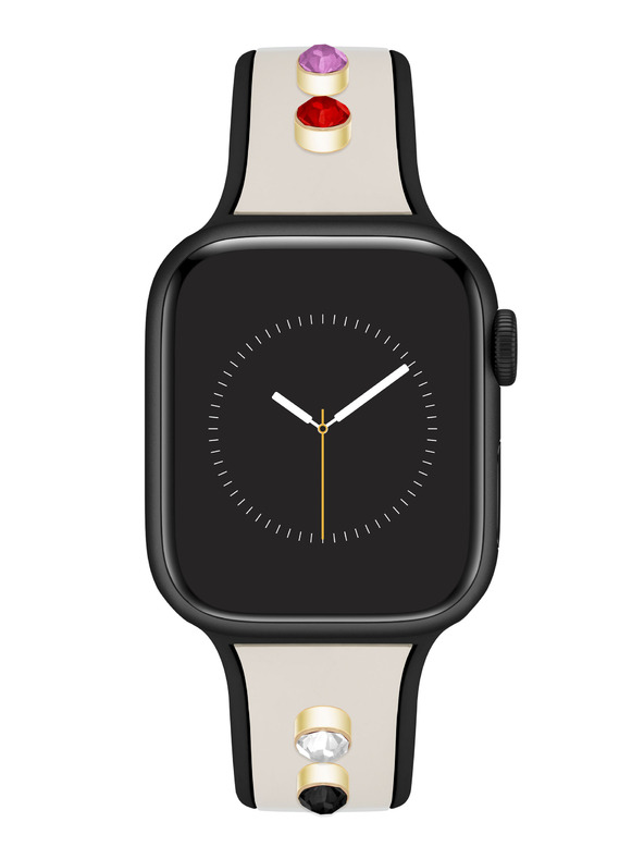 Anne Klein Silikónový krémovo-čierny remienok Anne Klein pre Apple Watch 38/40/41