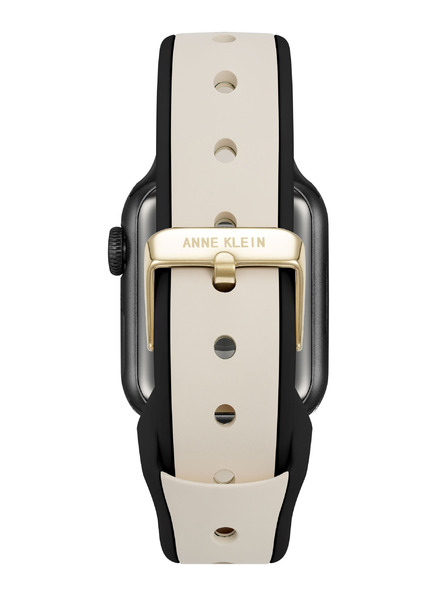 Anne Klein Silikónový krémovo-čierny remienok Anne Klein pre Apple Watch 38/40/41