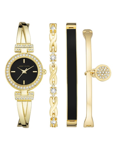 Anne Klein Zlatá dámska súprava hodiniek a šperkov Anne Klein