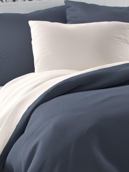 Kvalitex Saténové francúzske posteľné obliečky LUXURY COLLECTION 1+2, 200x200, 70x90cm tmavosivé / biele