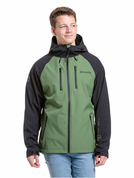 Meatfly Meatfly pánska softshell bunda Rasmussen Forest Green/Black | Čierna | Veľkosť