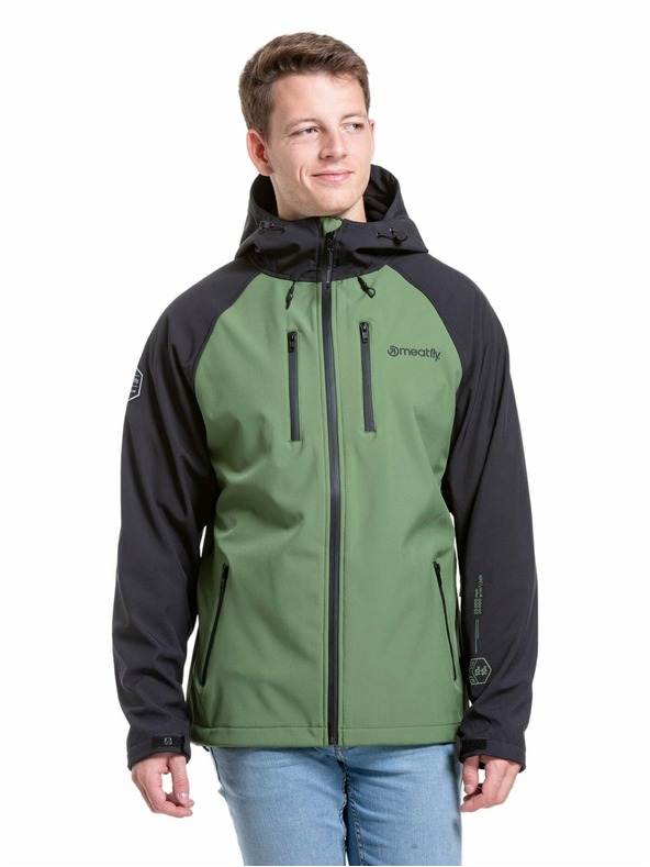 Meatfly Meatfly pánska softshell bunda Rasmussen Forest Green/Black | Čierna | Veľkosť