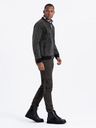 Ombre Clothing Pánska džínsová bunda bomber s efektom stone wash - čierna V2 OM-JADJ-0163 Ombre Clothing