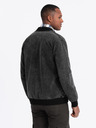 Ombre Clothing Pánska džínsová bunda bomber s efektom stone wash - čierna V2 OM-JADJ-0163 Ombre Clothing