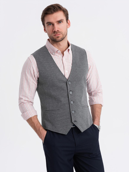 Ombre Clothing Priľnavá elegantná pánska štruktúrovaná pletená vesta Ombre Clothing