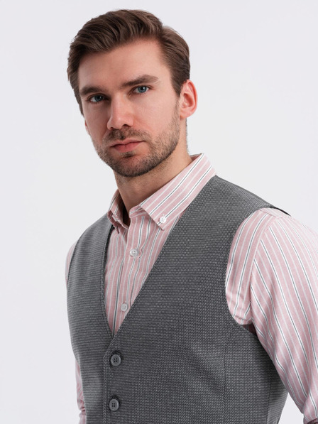 Ombre Clothing Priľnavá elegantná pánska štruktúrovaná pletená vesta Ombre Clothing