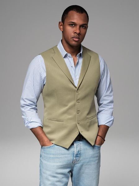Ombre Clothing Pánska štruktúrovaná pletená vesta na mieru s chlopňami Ombre Clothing