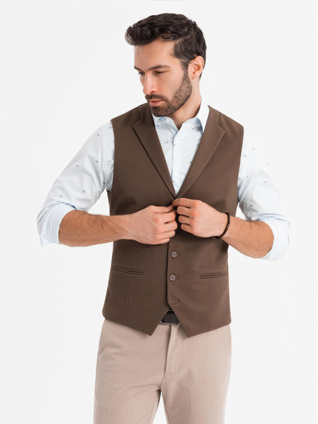 Ombre Clothing Pánska štruktúrovaná pletená vesta na mieru s chlopňami Ombre Clothing