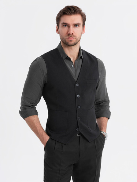 Ombre Clothing Pánska štruktúrovaná vesta na mieru s vreckami Ombre Clothing