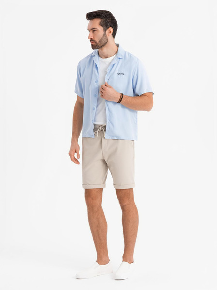 Ombre Clothing Pánske pletené šortky so zahrnutými nohavicami Ombre Clothing