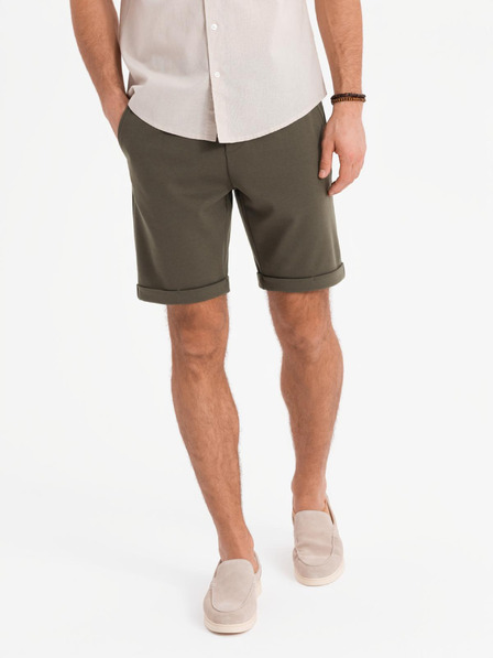 Ombre Clothing Pánske pletené šortky so zahrnutými nohavicami Ombre Clothing