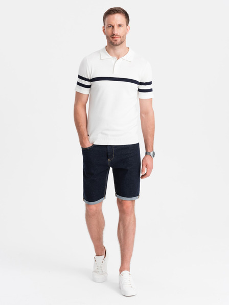 Ombre Clothing Pánske džínsové šortky so zahrnutými nohavicami Ombre Clothing