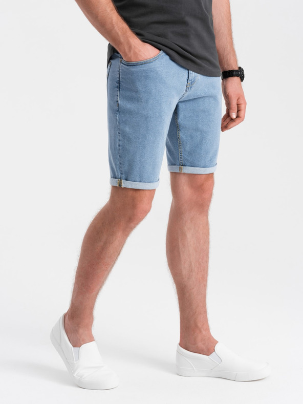 Ombre Clothing Pánske džínsové šortky so zahrnutými nohavicami Ombre Clothing