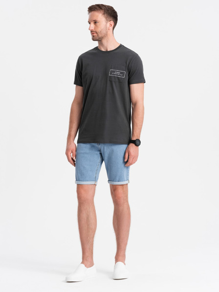 Ombre Clothing Pánske džínsové šortky so zahrnutými nohavicami Ombre Clothing