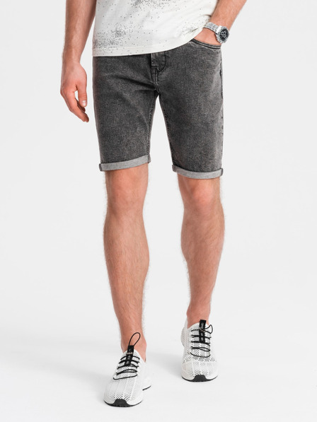 Ombre Clothing Pánske džínsové šortky so zahrnutými nohavicami Ombre Clothing