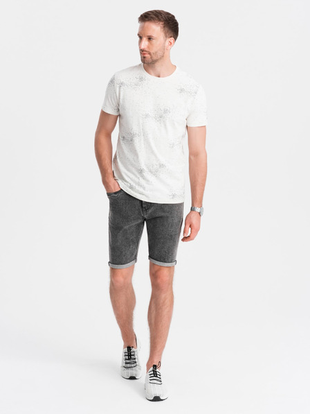 Ombre Clothing Pánske džínsové šortky so zahrnutými nohavicami Ombre Clothing