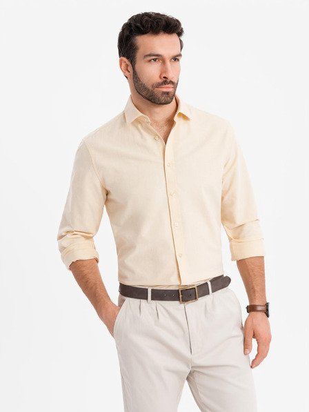 Ombre Clothing Pastelová bavlnená pánska košeľa oxford Ombre Clothing