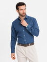 Ombre Clothing Pánska džínsová košeľa s lyocellom a výšivkou na hrudi Ombre Clothing