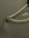 Ombre Clothing Pánske bavlnené tričko s dlhým rukávom, pruhovaným výstrihom do U a výšivkou Ombre Clothing